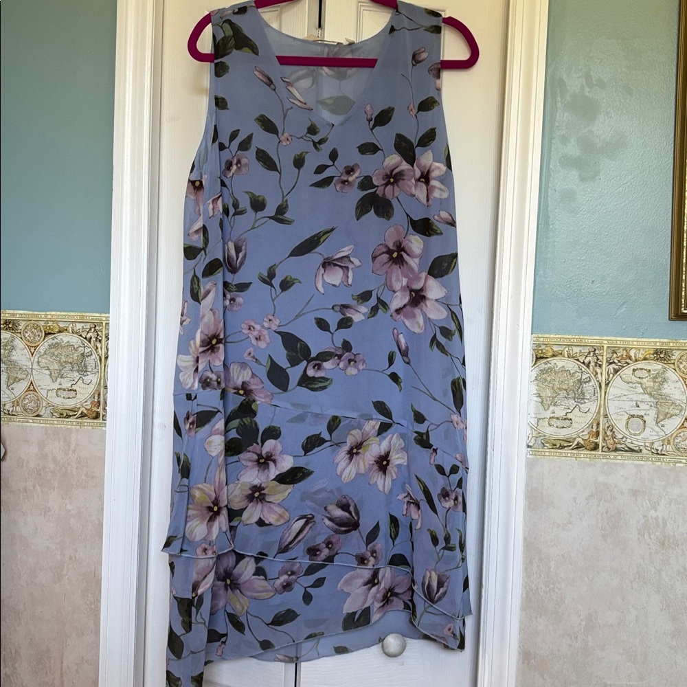 Soft Surroundings Lavender Blue Floral Midi Dress